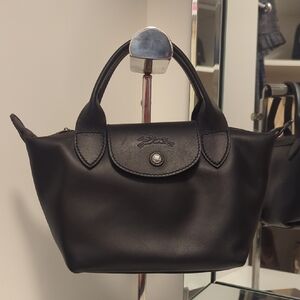 Black Longchamp Lepliage Xtra Leather Bag In Size Xs